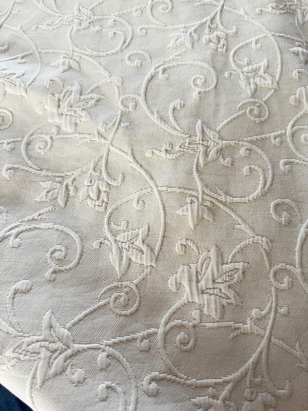 Rare Ivory Floral Portuguese Matelasse Twin/Full Coverlet